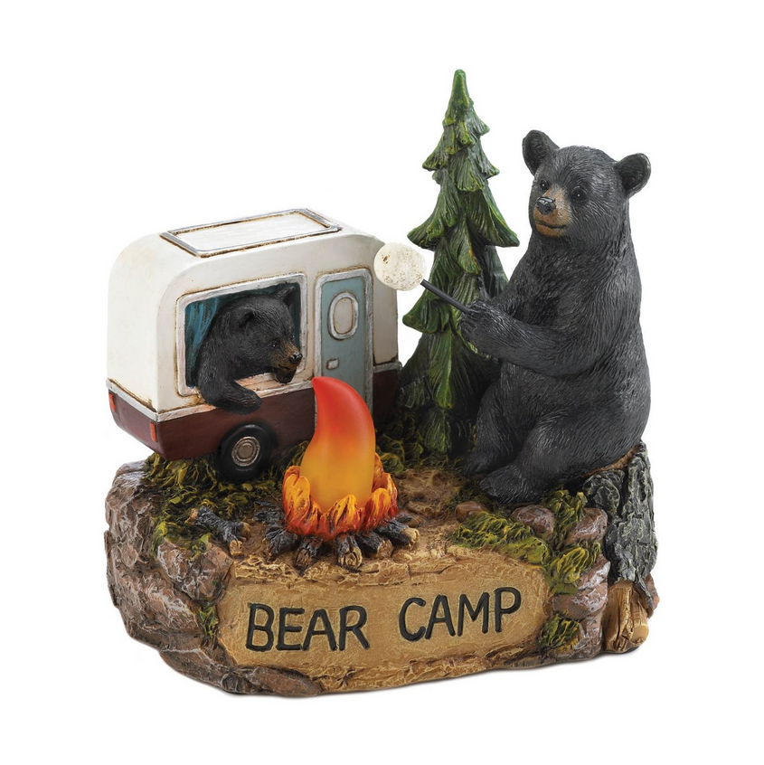 Woodland Wonderland Black Bear Indoor Outdoor Solar Garden Yard Statues