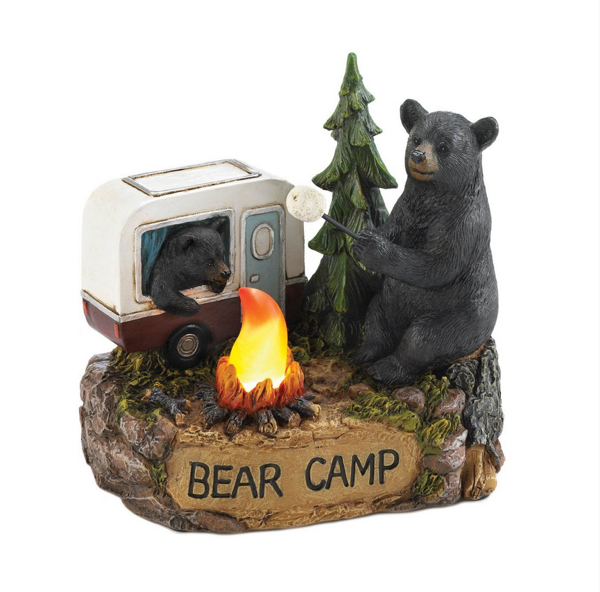 Woodland Wonderland Black Bear Indoor Outdoor Solar Garden Yard Statues