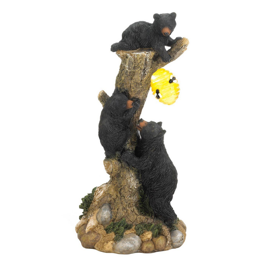 Woodland Wonderland Black Bear Indoor Outdoor Solar Garden Yard Statues