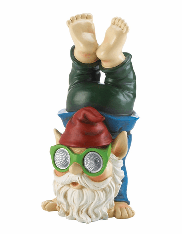 Handstand Solar Powered Gnome Outdoor Garden Yard Statue