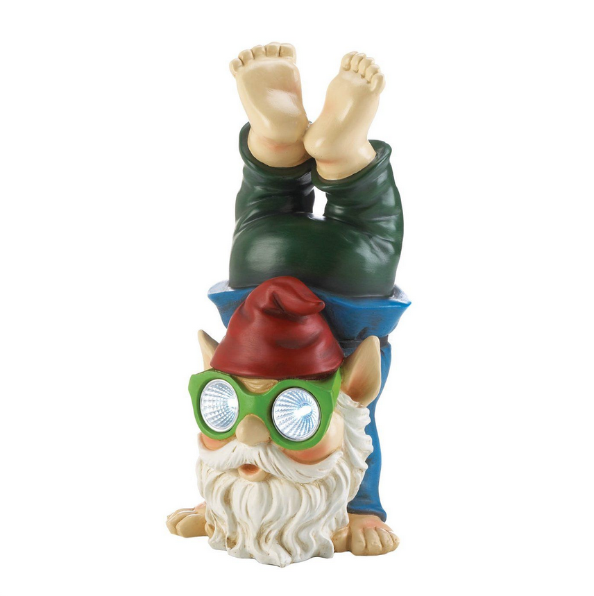 Handstand Solar Powered Gnome Outdoor Garden Yard Statue