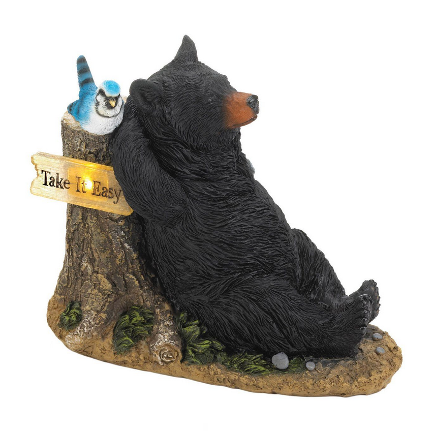 Woodland Wonderland Black Bear Indoor Outdoor Solar Garden Yard Statues