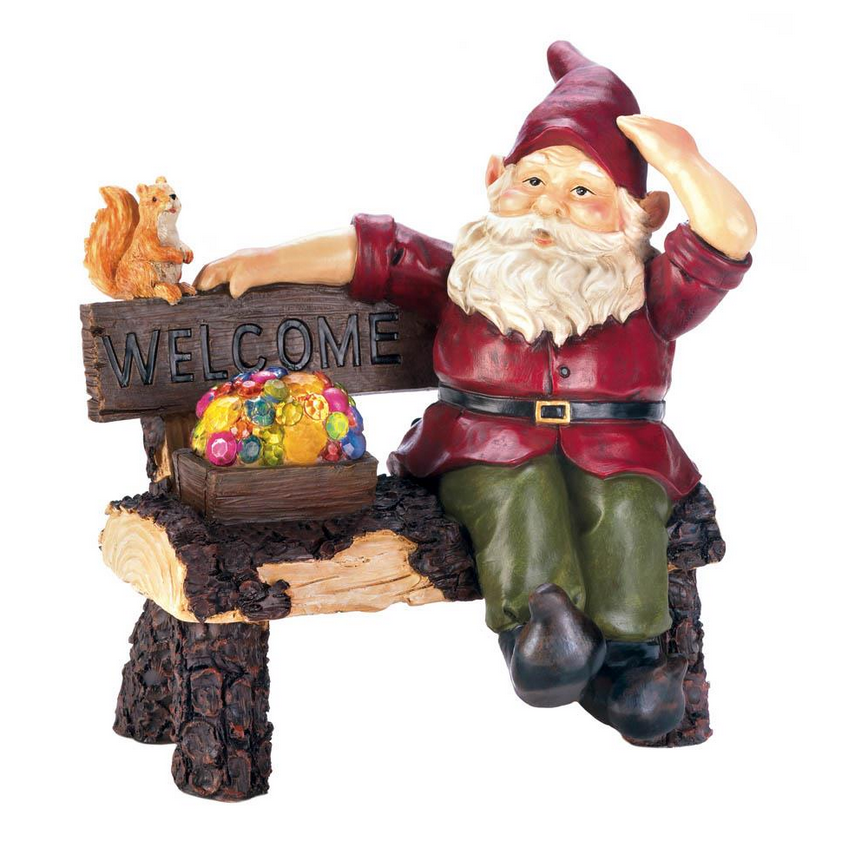 Solar Powered Magical Gnome Outdoor Garden Yard Statues