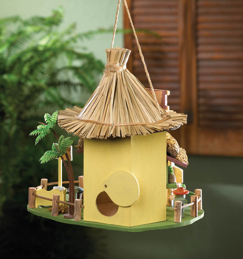 Island Inspired Tiki Hut Birdhouse