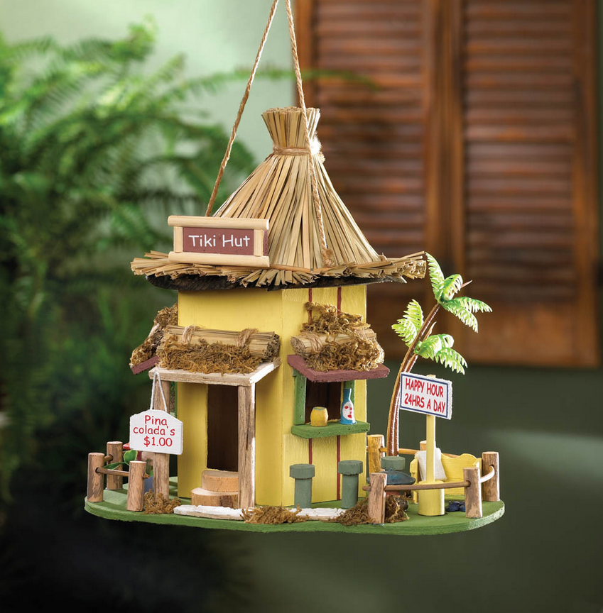 Island Inspired Tiki Hut Birdhouse